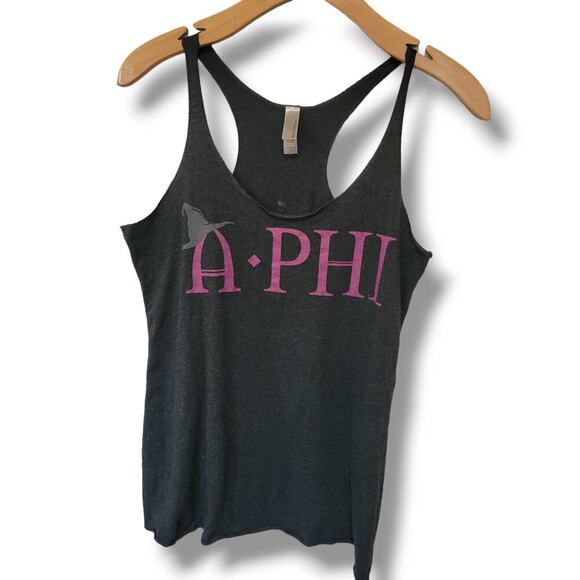 Next Level Apparel women's gray A◇PHI graphic design raceback tank top small - Picture 3 of 6